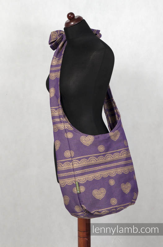 Torba Hobo - 60% Bawełna, 40 % Poliester - Koronka Purpurowa z Beżem #babywearing