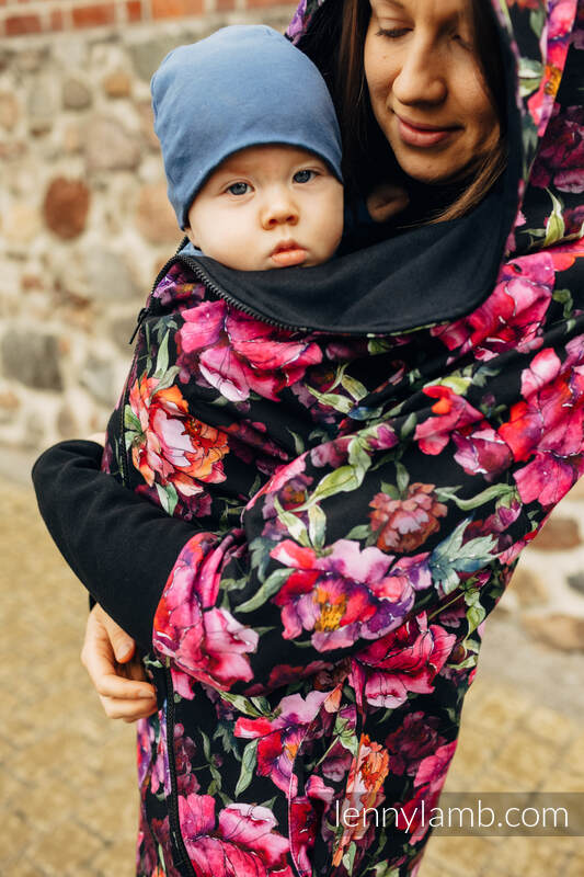 Chaqueta asimétrica con capucha - Peony - talla XL (87% algodón, 10% elastano, 3% poliéster) #babywearing