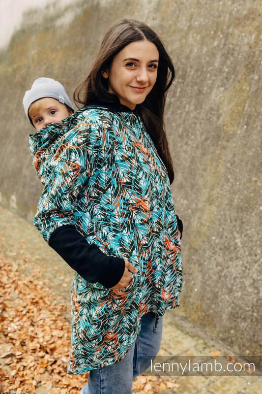 Chaqueta asimétrica con capucha - Tropical Garden - talla 4XL (87% algodón, 10% elastano, 3% poliéster) #babywearing