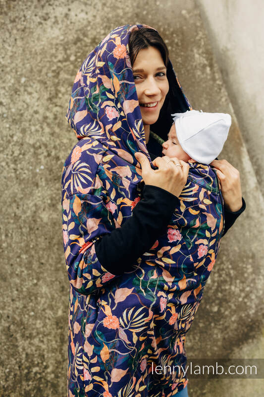 Sweat à capuche asymétrique - Vintage Flowers - taille M (87% Coton, 10% Élasthanne, 3% Polyester) #babywearing