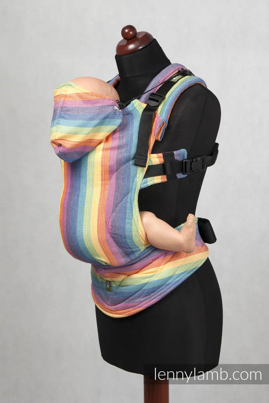 Ergonomic Carrier, Baby Size, broken-twill weave 60% cotton 40% bamboo - SUNRISE RAINBOW (grade B) - Second Generation #babywearing