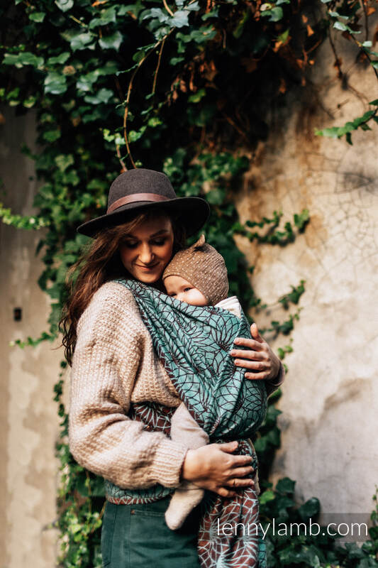 Żakardowa chusta do noszenia dzieci, splot kieszonkowy (61% bawełna, 39% jedwab tussah) - LOTOS - NYMPH - rozmiar M #babywearing