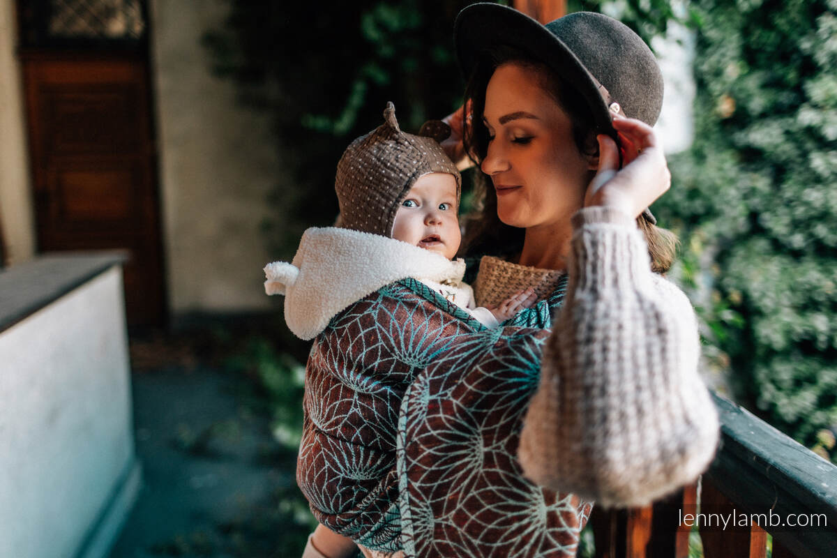 Żakardowa chusta do noszenia dzieci, splot kieszonkowy (61% bawełna, 39% jedwab tussah) - LOTOS - NYMPH - rozmiar XS #babywearing