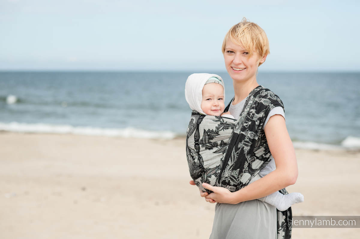Żakardowa chusta do noszenia dzieci, bawełna - Czas (bez czaszki) - rozmiar XS #babywearing