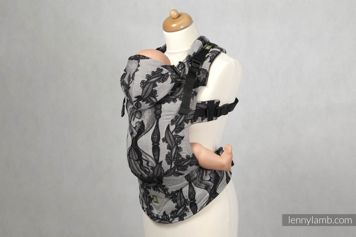 Ergonomic Carrier, Baby Size, jacquard weave 100% cotton - wrap conversion TIME (with skull) - Second Generation #babywearing