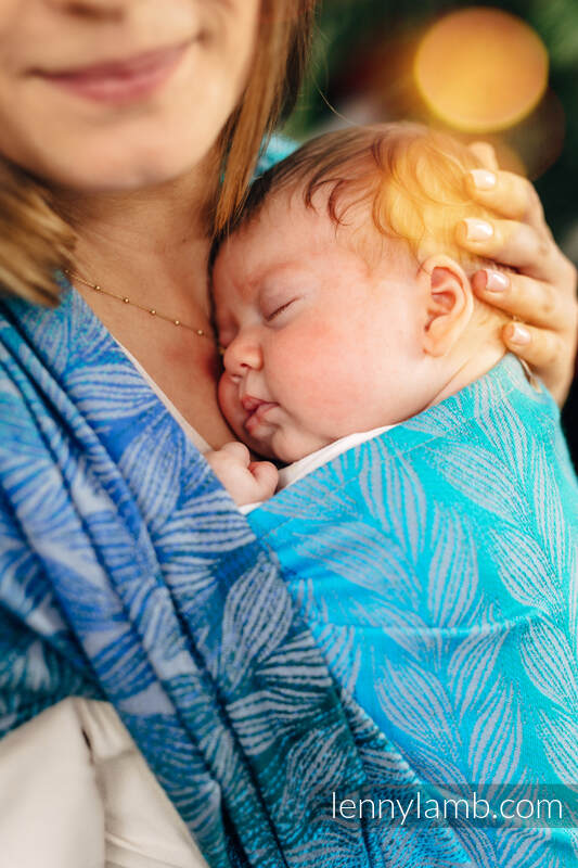 Écharpe, jacquard (100% coton) - TANGLED - BLUE REED - taille L #babywearing
