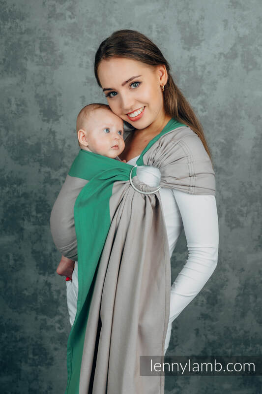 Moja pierwsza chusta kółkowa do noszenia dzieci, tkana splotem skośno-krzyżowym, 100% bawełniana, ramię bez zakładek - SUGARCANE - standard 1.8m #babywearing