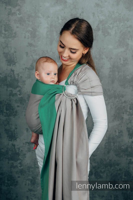 Moja pierwsza chusta kółkowa do noszenia dzieci, tkana splotem skośno-krzyżowym, 100% bawełniana, ramię bez zakładek - SUGARCANE - standard 1.8m #babywearing