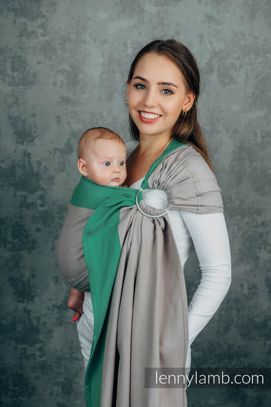 Moja pierwsza chusta kółkowa do noszenia dzieci, tkana splotem skośno-krzyżowym, 100% bawełniana, ramię bez zakładek - SUGARCANE - standard 1.8m (drugi gatunek) #babywearing