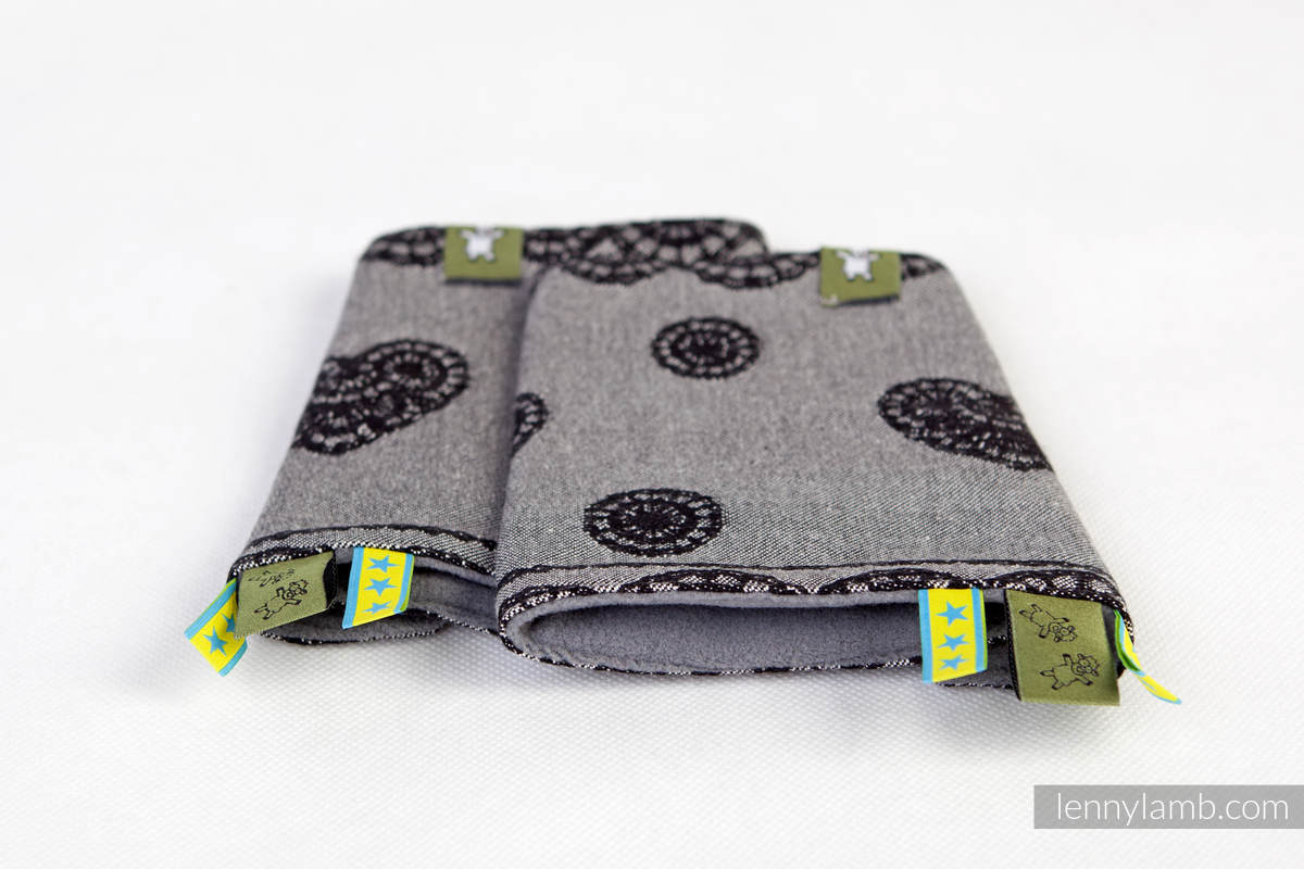 Drool Pads & Reach Straps Set, (60% cotton, 40% polyester) - GLAMOROUS LACE, Reverse #babywearing