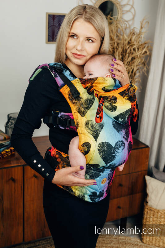 LennyGo Porte-bébé ergonomique, taille bébé, jacquard 100% coton, LOVKA RAINBOW DARK #babywearing