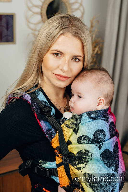Nosidełko LennyUpGrade z tkaniny żakardowej 100% bawełna , rozmiar standard - LOVKA TĘCZOWA DARK  #babywearing