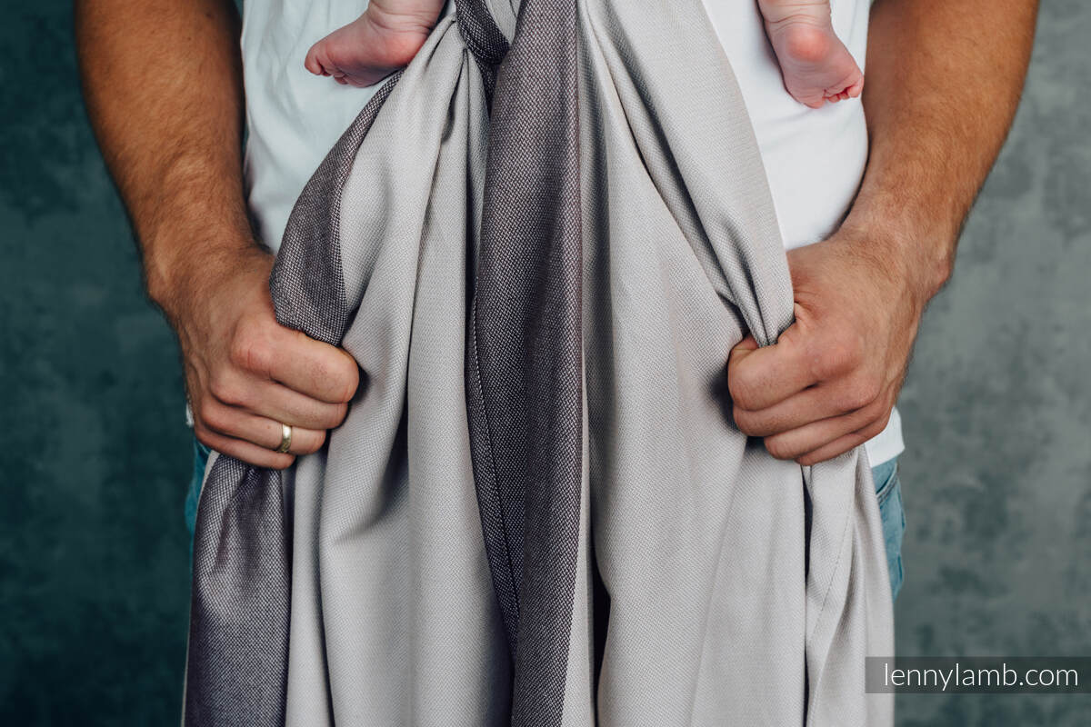 Mein Erstes Tragetuch, Kreuzköper-Bindung (100% Baumwolle) - COOL GREY - Größe XS #babywearing