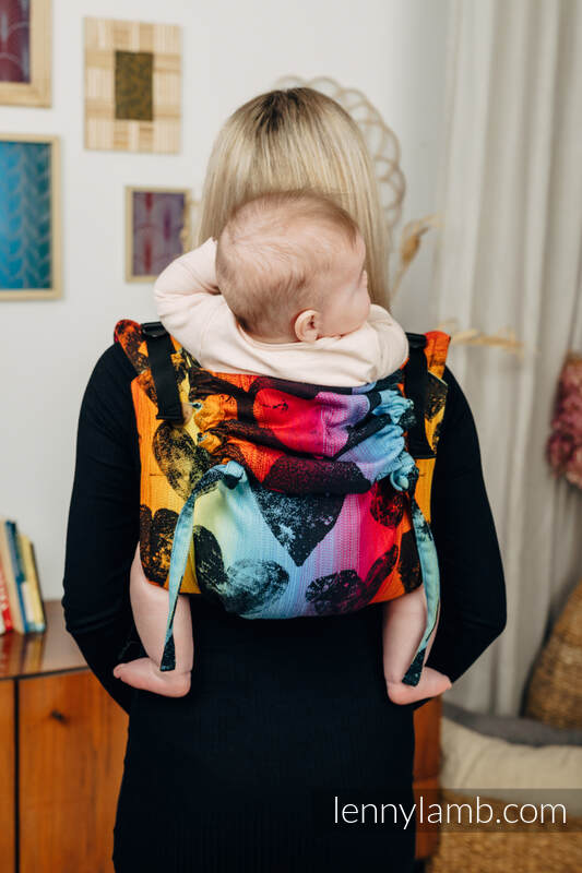 Nosidło Klamrowe ONBUHIMO z tkaniny żakardowej (100% bawełna), rozmiar Standard - LOVKA TĘCZOWA DARK  #babywearing