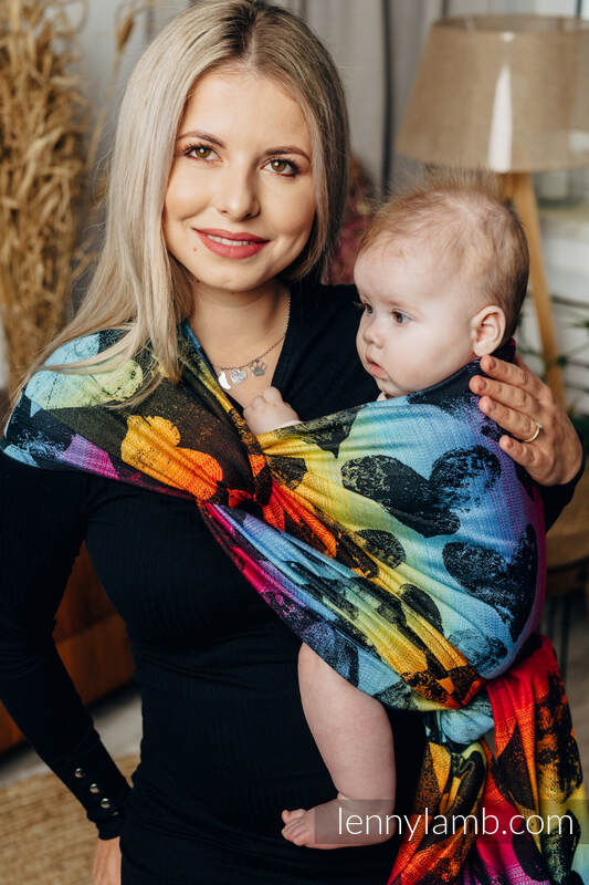 Baby Wrap, Jacquard Weave (100% cotton) - LOVKA RAINBOW DARK - size XL #babywearing