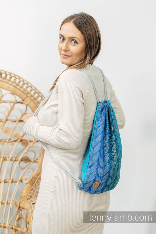 Sackpack made of wrap fabric (100% cotton) - TANGLED - BLUE REED - standard size 32cmx43cm #babywearing