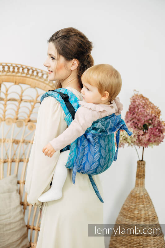 Onbuhimo de Lenny, taille toddler, jacquard (100% coton) - TANGLED - BLUE REED #babywearing