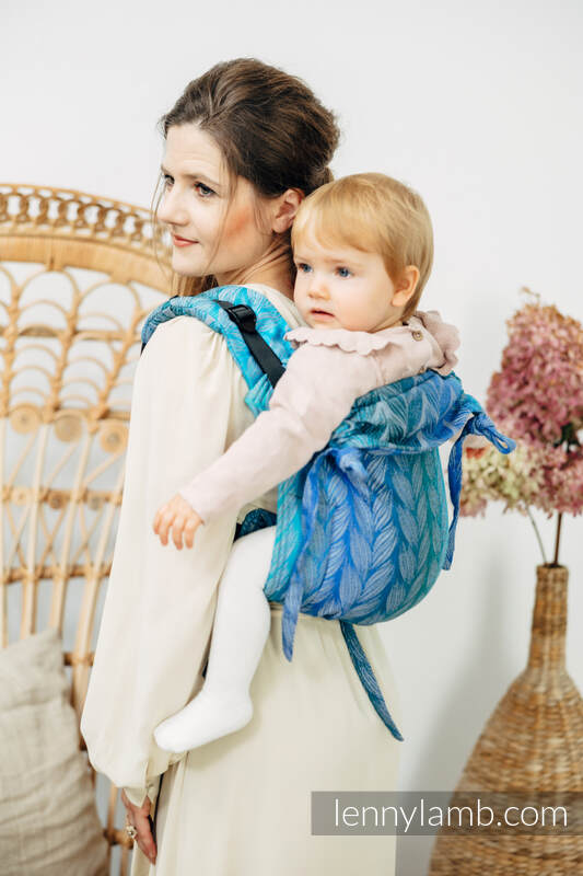 Onbuhimo de Lenny, taille standard, jacquard (100% coton) - TANGLED - BLUE REED #babywearing