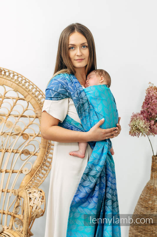 Écharpe, jacquard (100% coton) - TANGLED - BLUE REED - taille XS #babywearing