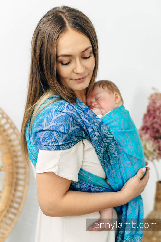 Écharpe, jacquard (100% coton) - TANGLED - BLUE REED - taille S #babywearing
