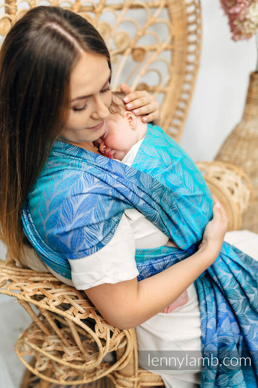 Baby Wrap, Jacquard Weave (100% cotton) - TANGLED - BLUE REED - size XS #babywearing
