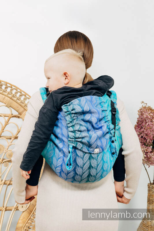 Lenny Buckle Onbuhimo, preschool size, jacquard weave (100% cotton) - TANGLED - BLUE REED #babywearing