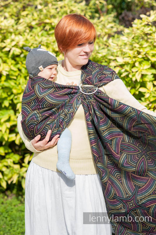 Żakardowa chusta kółkowa do noszenia dzieci, bawełna - Iluminacja - long 2.1m #babywearing