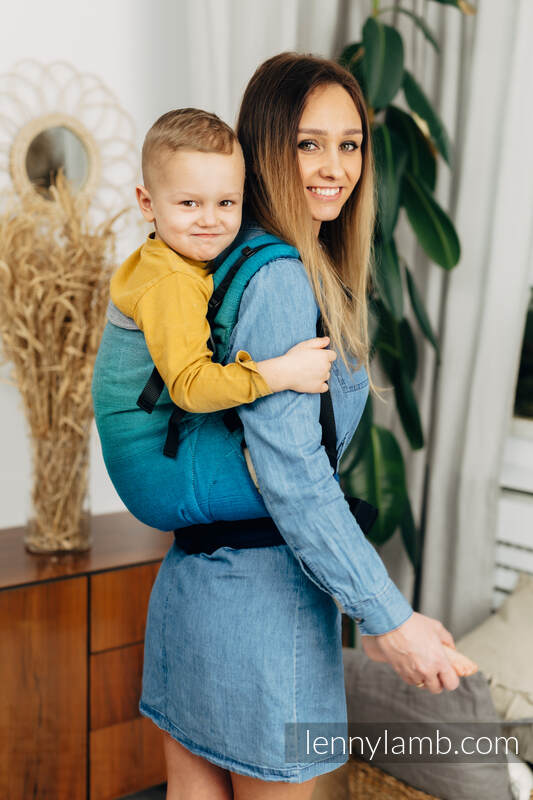 Nosidełko LennyPreschool  z tkaniny skośno-krzyżowej 100% bawełna, rozmiar preschool - AIRGLOW #babywearing