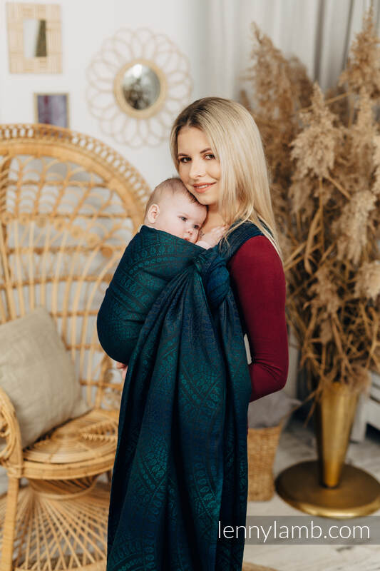 Baby Wrap, Jacquard Weave (100% cotton) - PEACOCK'S TAIL - QUANTUM - size XS #babywearing