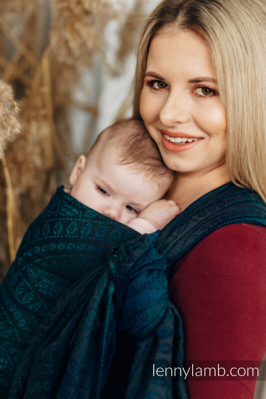 Baby Wrap, Jacquard Weave (100% cotton) - PEACOCK'S TAIL - QUANTUM - size XL #babywearing