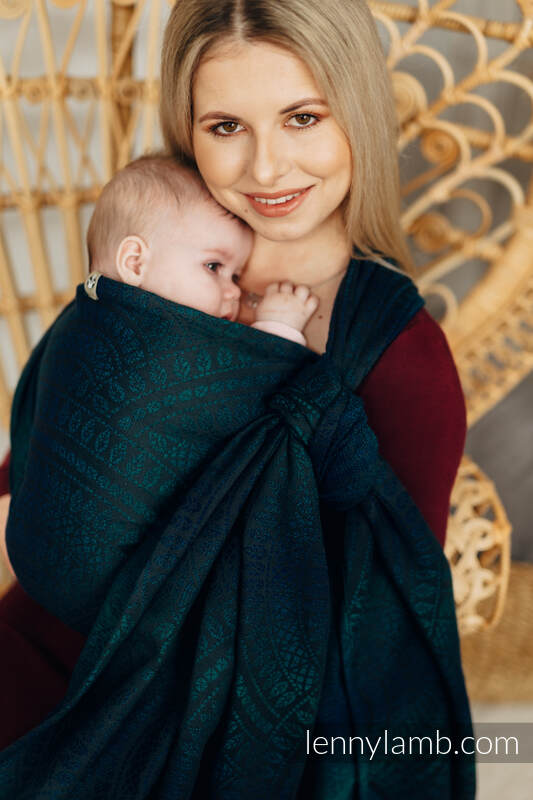 Żakardowa chusta do noszenia dzieci, bawełna - PAWI OGON - QUANTUM - rozmiar M #babywearing