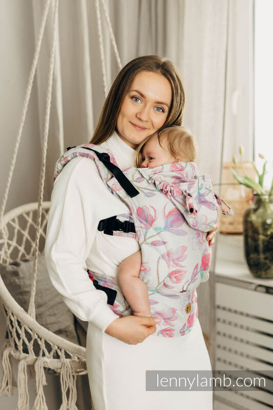 LennyGo Ergonomic Carrier, Baby Size, jacquard weave 100% cotton - MAGNOLIA #babywearing