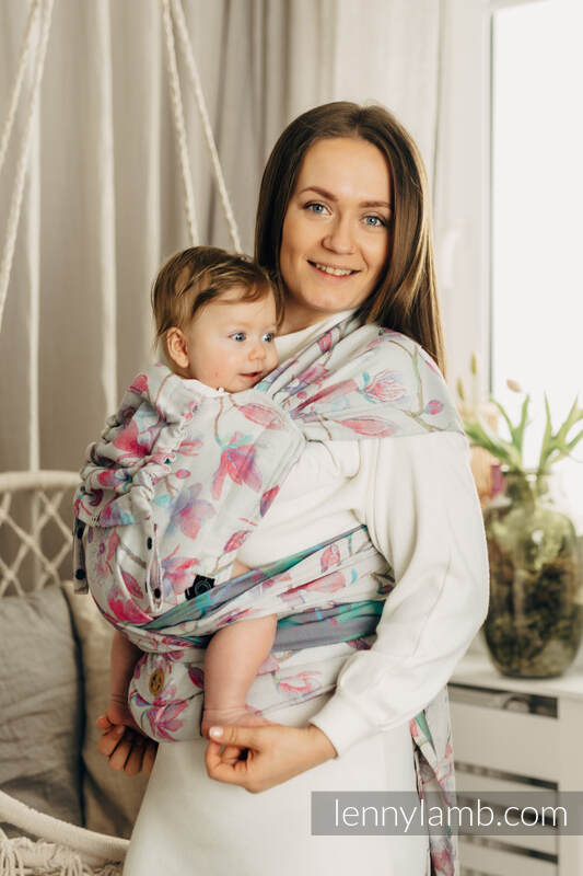 Mochila LennyHybrid Half Buckle, talla estándar, tejido jaqurad 100% algodón - MAGNOLIA #babywearing