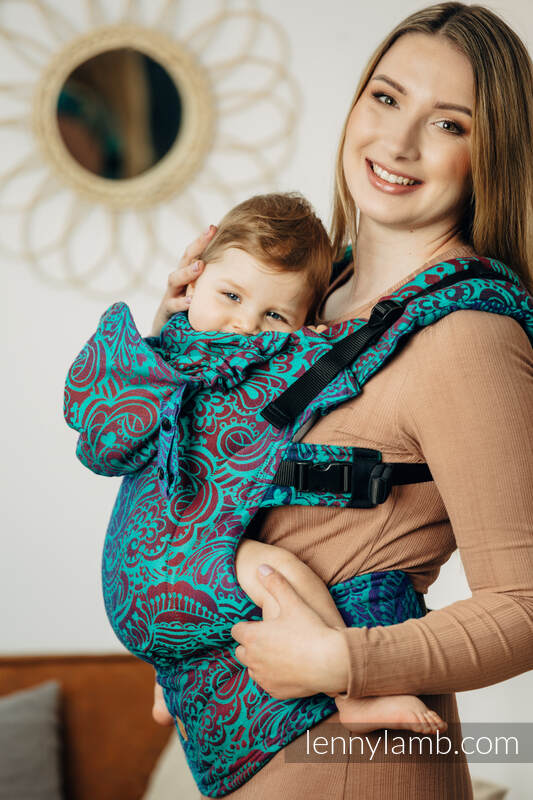 Nosidełko Ergonomiczne LennyGo z tkaniny żakardowej 100% bawełna , Baby Size - FLORES - DIVE #babywearing