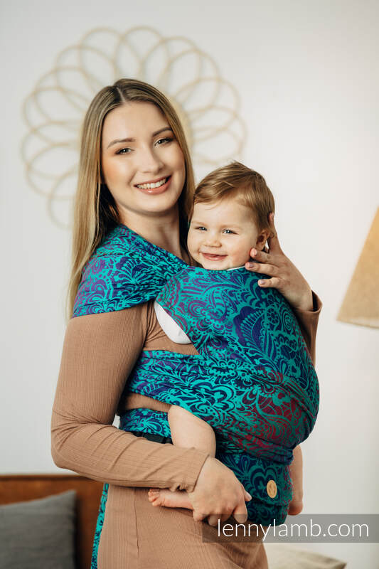 LennyHybrid Half Buckle Carrier, Standard Size, jacquard weave 100% cotton - FLORES - DIVE (grade B) #babywearing