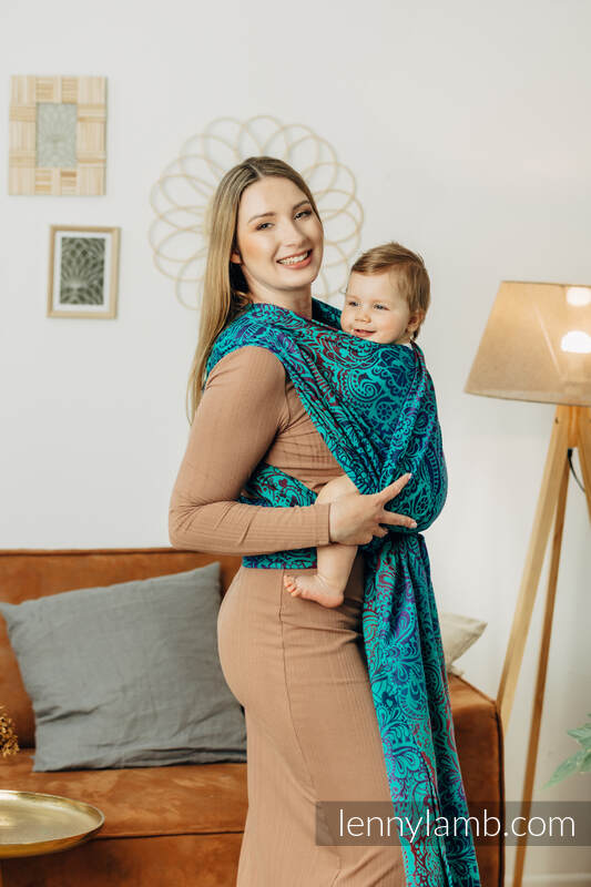 Baby Wrap, Jacquard Weave (100% cotton) - FLORES - DIVE - size XS #babywearing