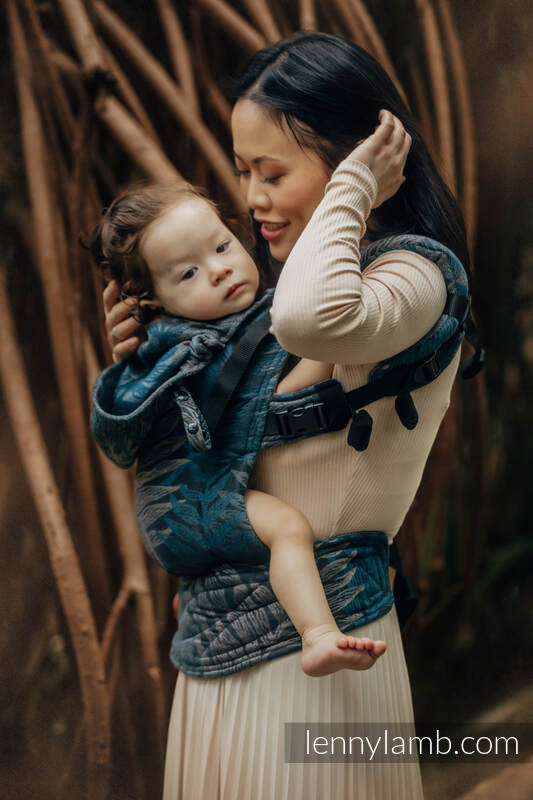 LennyGo Ergonomic Carrier, Toddler Size, jacquard weave (54% cotton, 46% TENCEL) - RAINFOREST - NOCTURNAL #babywearing