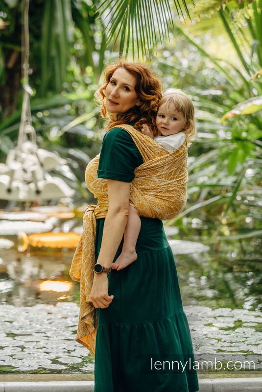 Żakardowa chusta do noszenia dzieci, 100% wiskoza bambusowa - WOLNY DUCH - AURUM - rozmiar S #babywearing