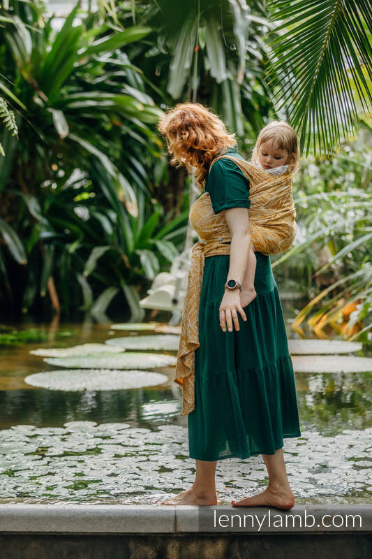 Żakardowa chusta do noszenia dzieci, 100% wiskoza bambusowa - WOLNY DUCH - AURUM - rozmiar L #babywearing