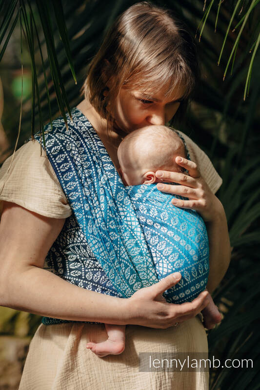 Baby Wrap, Jacquard Weave (100% bamboo viscose) - PEACOCK'S TAIL - SEA ANGEL - size M #babywearing