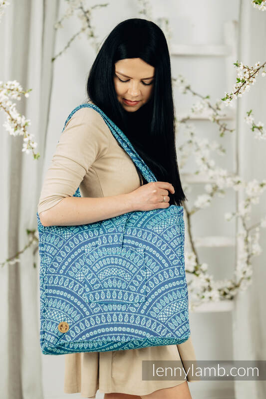 Shoulder bag made of wrap fabric (100% cotton) - PEACOCK'S TAIL - HEYDAY - standard size 37cmx37cm #babywearing