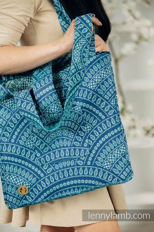 Sac à bandoulière en retailles d’écharpes (100 % coton) - PEACOCK'S TAIL - HEYDAY - taille standard 37 cm x 37 cm #babywearing