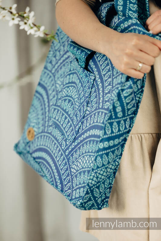 Torba na ramię z materiału chustowego, (100% bawełna) - PAWI OGON - HEYDAY - uniwersalny rozmiar 37cmx37cm #babywearing