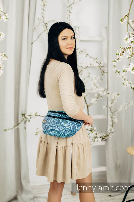 Waist Bag made of woven fabric, size large (100% cotton) - PEACOCK'S TAIL - HEYDAY  #babywearing