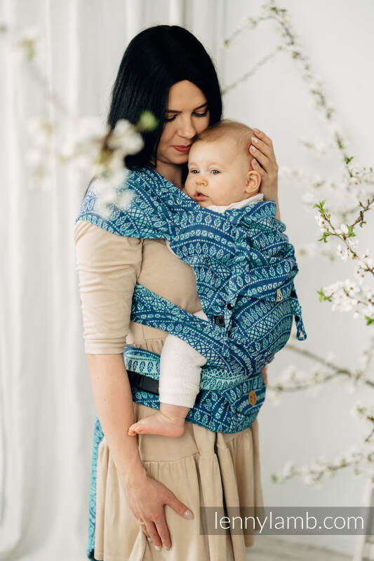 LennyHybrid Half Buckle Carrier, Standard Size, jacquard weave 100% cotton - PEACOCK'S TAIL - HEYDAY  #babywearing
