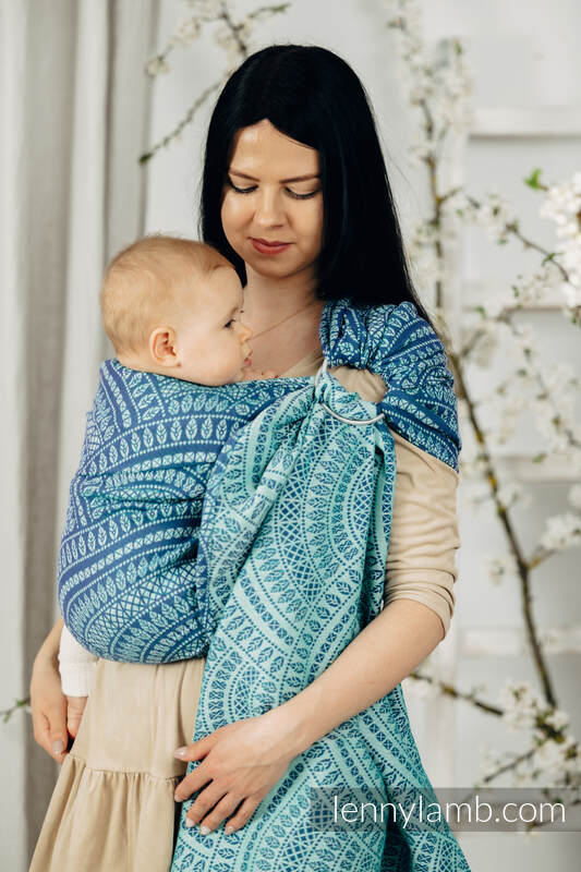 Ringsling, Jacquard Weave (100% cotton), with gathered shoulder - PEACOCK'S TAIL - HEYDAY - standard 1.8m #babywearing