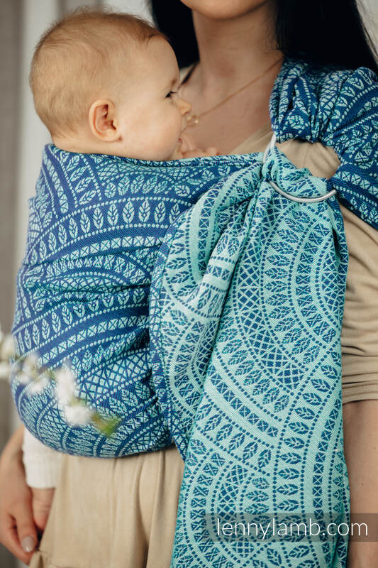 Ringsling, Jacquard Weave (100% cotton), with gathered shoulder - PEACOCK'S TAIL - HEYDAY - standard 1.8m #babywearing