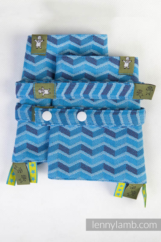 Drool Pads & Reach Straps Set, (60% cotton, 40% polyester) - ZIGZAG TURQUOISE & PURPLE #babywearing