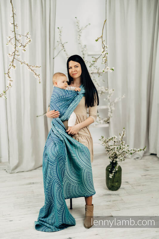 Baby Wrap, Jacquard Weave (100% cotton) - PEACOCK'S TAIL - HEYDAY - size XL #babywearing
