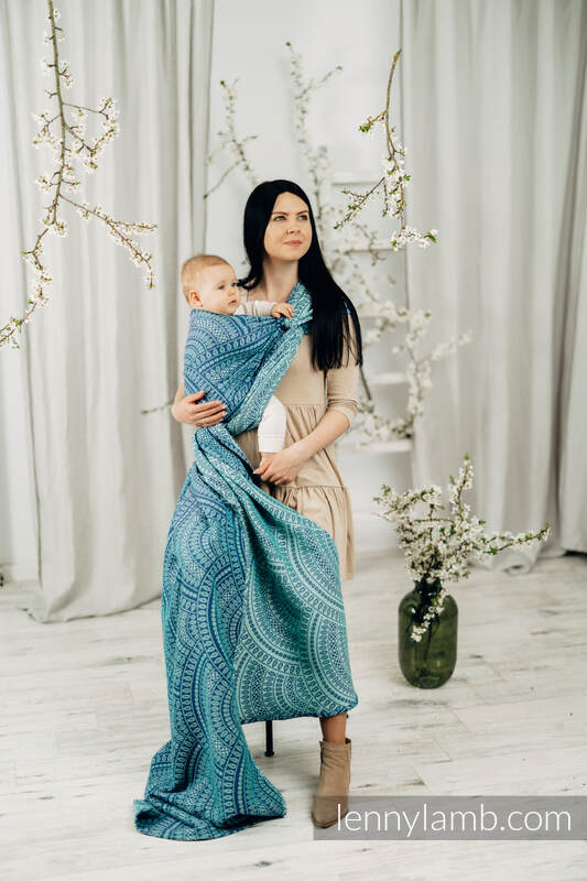 Baby Wrap, Jacquard Weave (100% cotton) - PEACOCK'S TAIL - HEYDAY - size M #babywearing